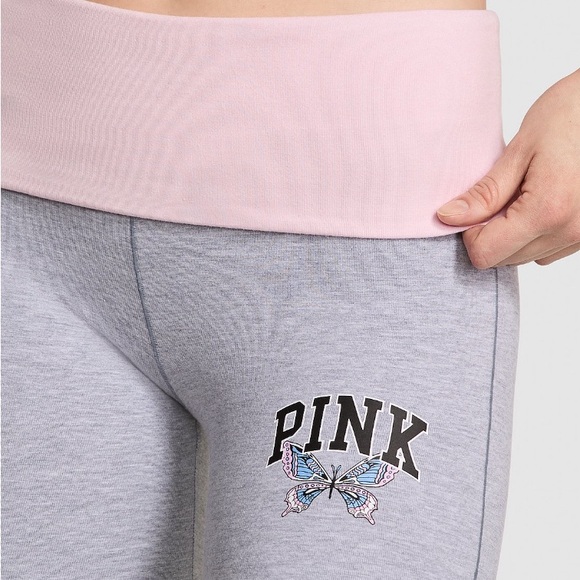 NEW VICTORIAS SECRET PINK RARE BUTTERFLY Tee Shirt and Leggings Set - Picture 4 of 7